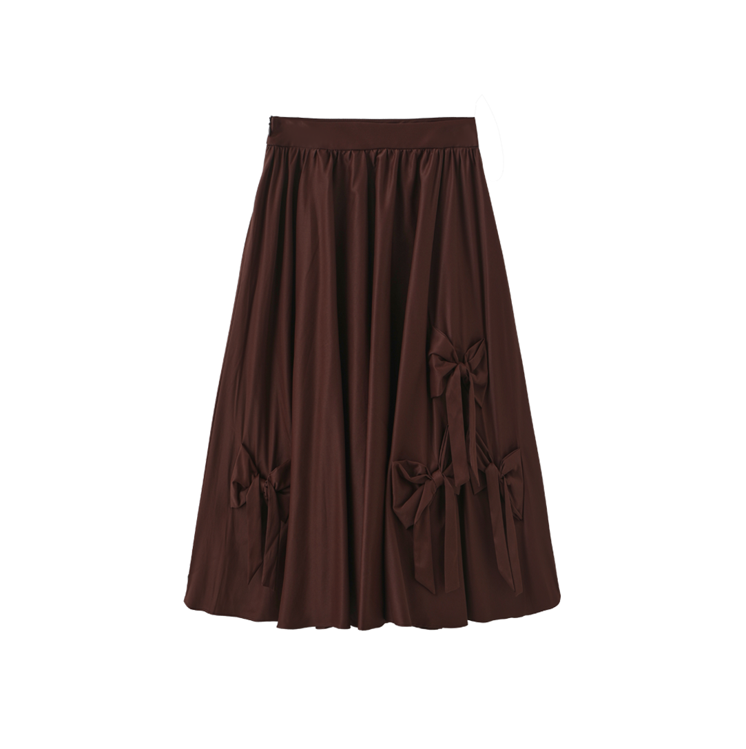 TUSTELLO WINE RIBBED TRIM MIDI SKIRT
