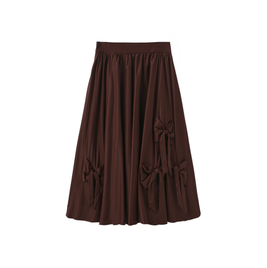 TUSTELLO WINE RIBBED TRIM MIDI SKIRT