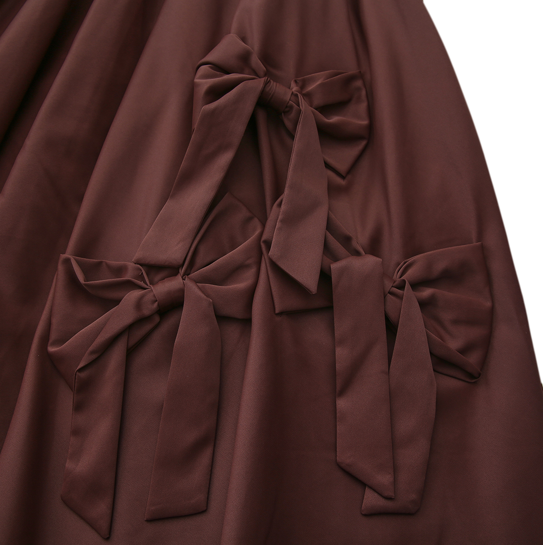 TUSTELLO WINE RIBBED TRIM MIDI SKIRT