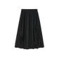 TUSTELLO BLACK RIBBED TRIM MIDI SKIRT