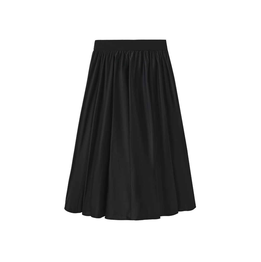 TUSTELLO BLACK RIBBED TRIM MIDI SKIRT