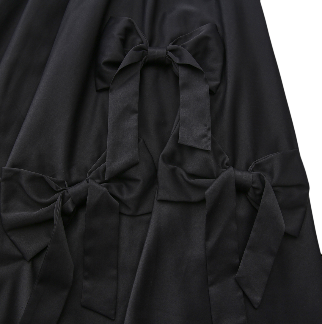 TUSTELLO BLACK RIBBED TRIM MIDI SKIRT