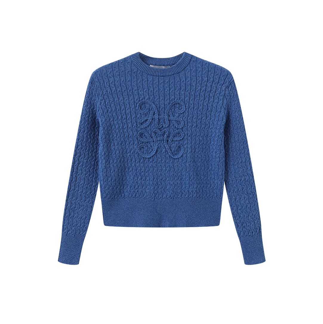VIBE ROYAL BRAIDED DETAIL LOGO SWEATER