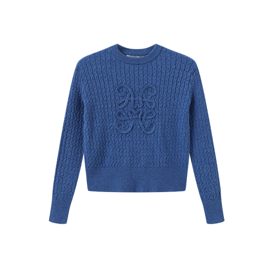VIBE ROYAL BRAIDED DETAIL LOGO SWEATER