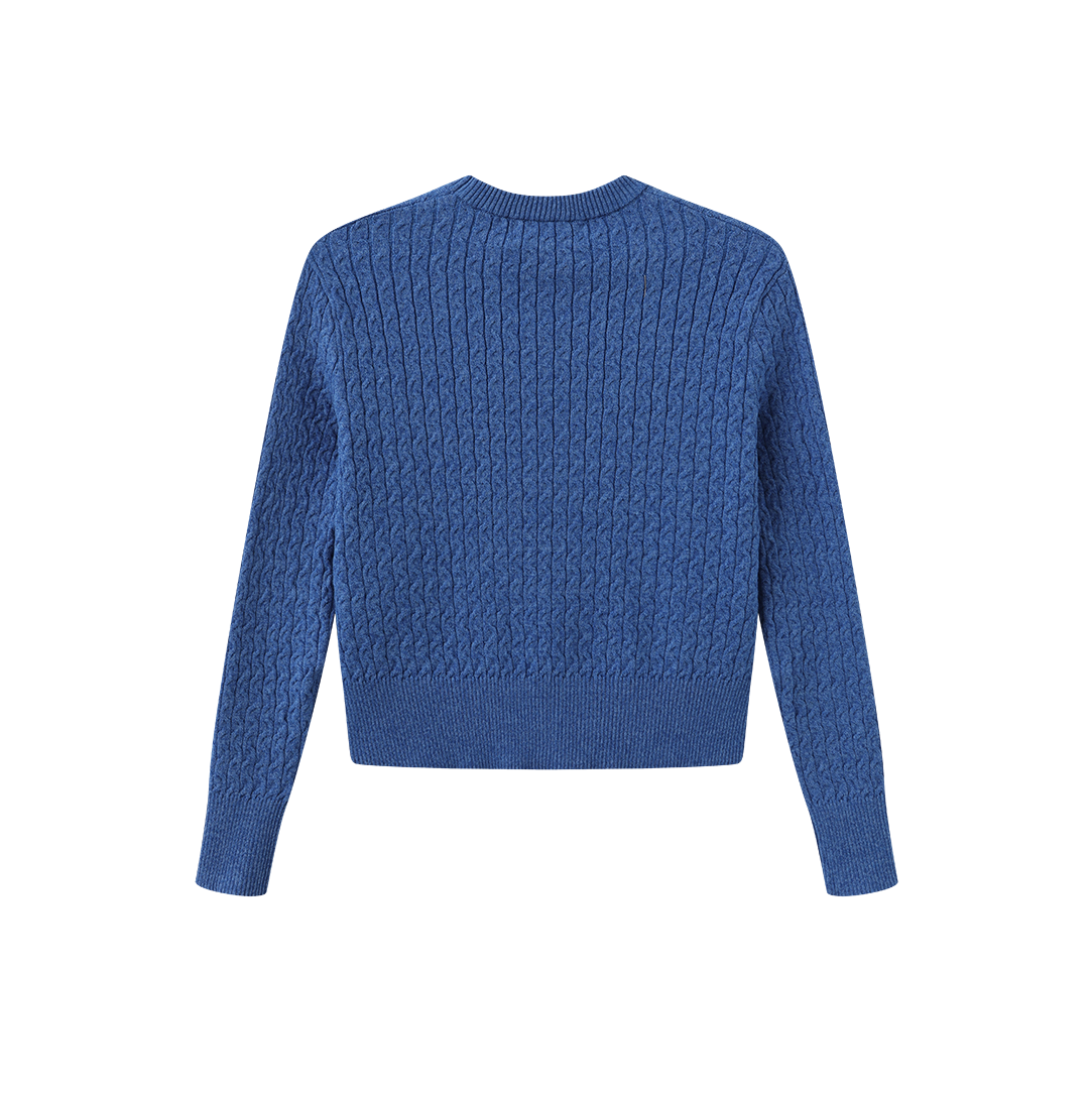 VIBE ROYAL BRAIDED DETAIL LOGO SWEATER