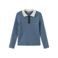 ONE CHILD BLUE KNIT RIBBED COLLAR SWEATER