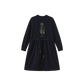 PHIL AND PHOEBE NAVY KNIT BEAR PATCH DRESS