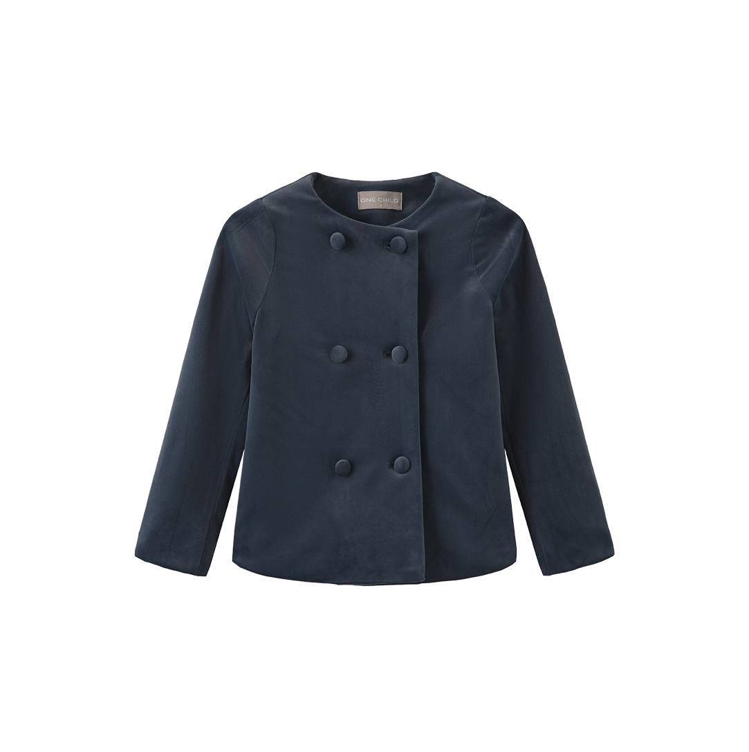 ONE CHILD DUSTY BLUE VELVET BLAZER