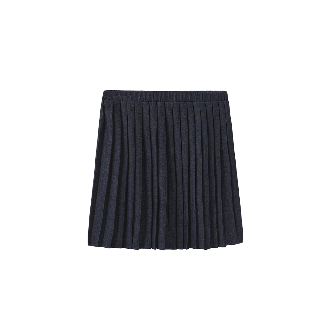 HELLO YELLOW BLUE DENIM WAISTED PLEAT SKIRT