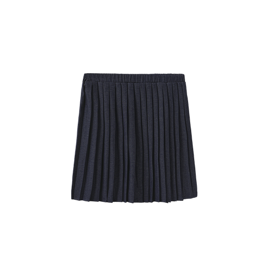 HELLO YELLOW BLUE DENIM WAISTED PLEAT SKIRT