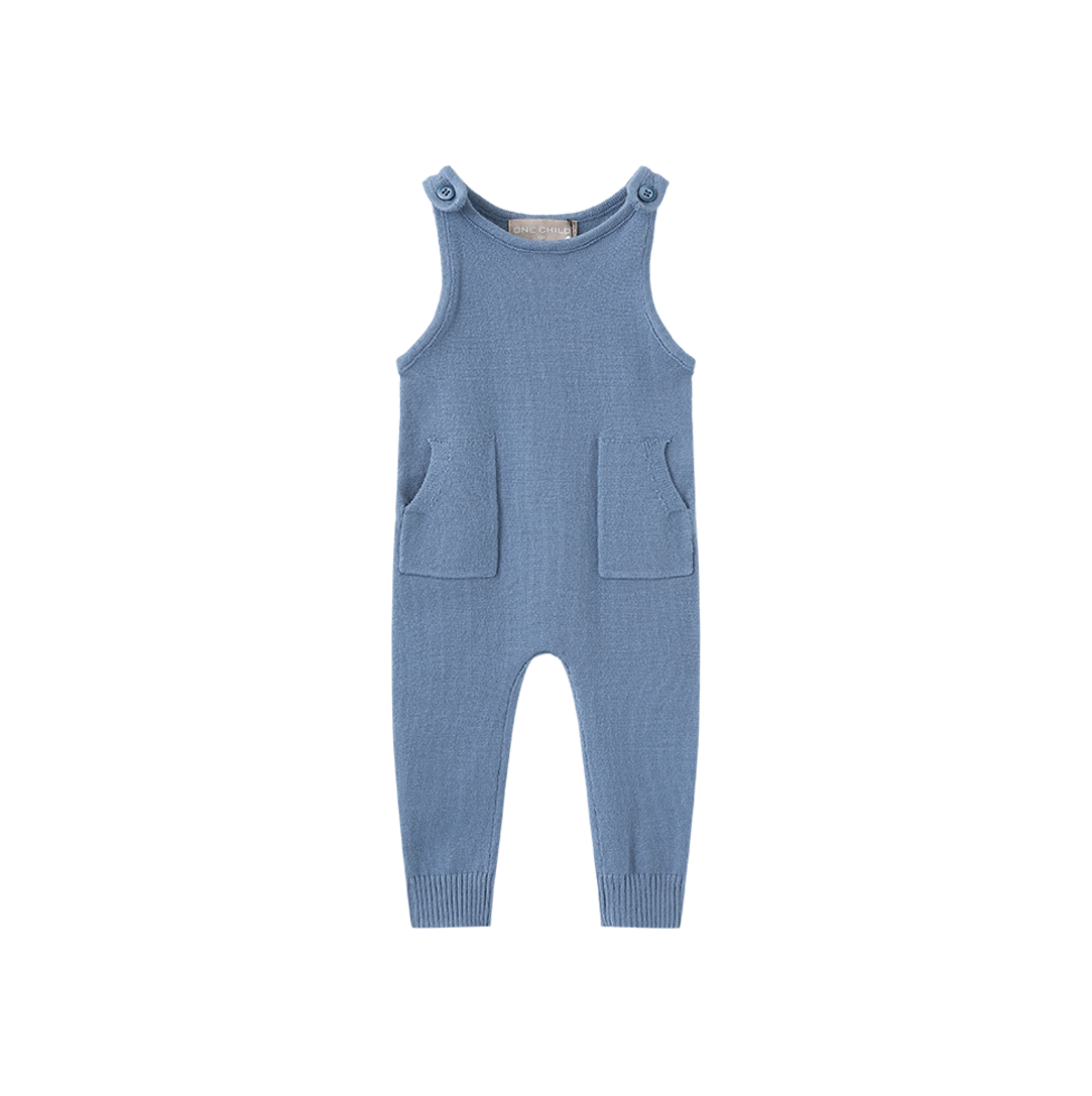 ONE CHILD LIGHT BLUE KNIT OVERALLS