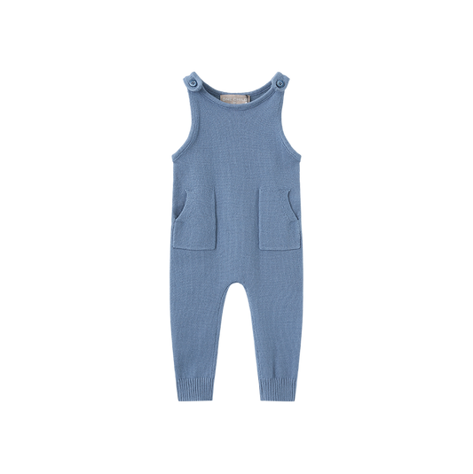 ONE CHILD LIGHT BLUE KNIT OVERALLS