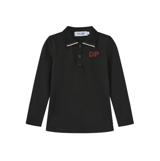 DUKE AND PORT BLACK STRIPE TRIM LOGO POLO
