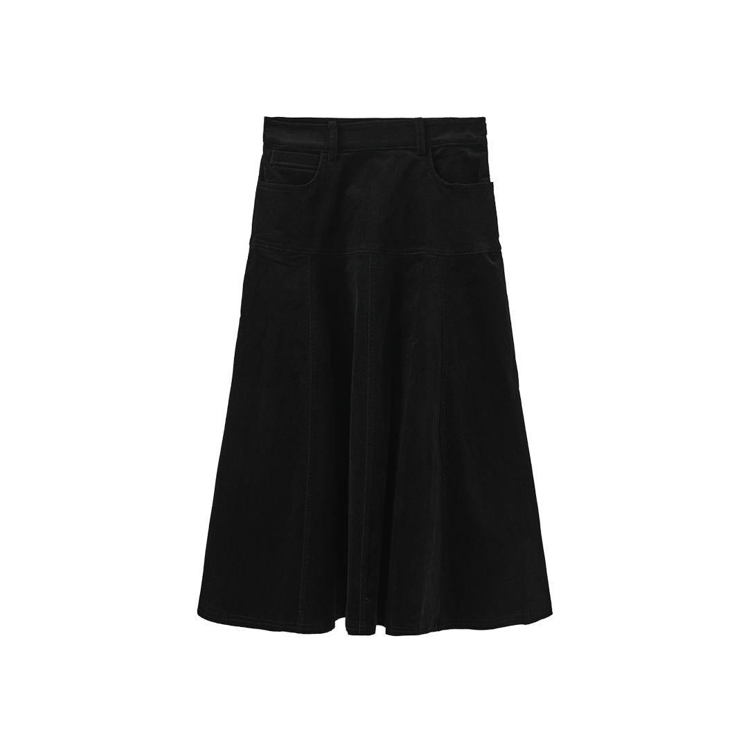 N+A BLACK RUSTIC DROP PANEL CORDUROY SKIRT