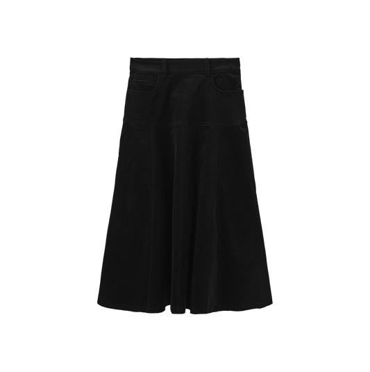 N+A BLACK RUSTIC DROP PANEL CORDUROY SKIRT