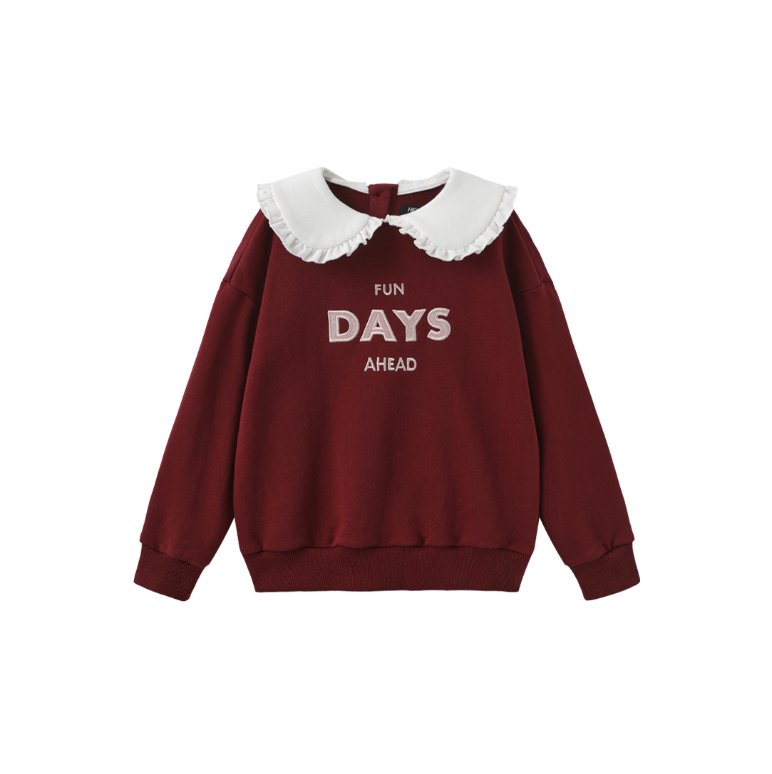 HELLO YELLOW BURGUNDY OVERSIZED PETER PAN COLLAR SWEATSHIRT