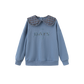 HELLO YELLOW BLUE OVERSIZED PETER PAN COLLAR SWEATSHIRT