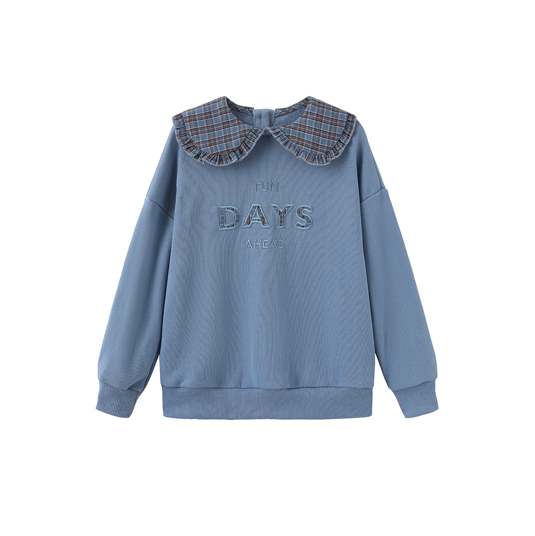 HELLO YELLOW BLUE OVERSIZED PETER PAN COLLAR SWEATSHIRT