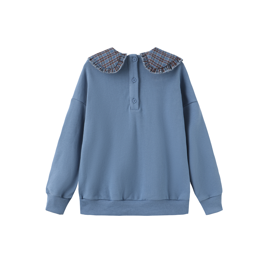 HELLO YELLOW BLUE OVERSIZED PETER PAN COLLAR SWEATSHIRT