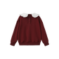 HELLO YELLOW BURGUNDY OVERSIZED PETER PAN COLLAR SWEATSHIRT
