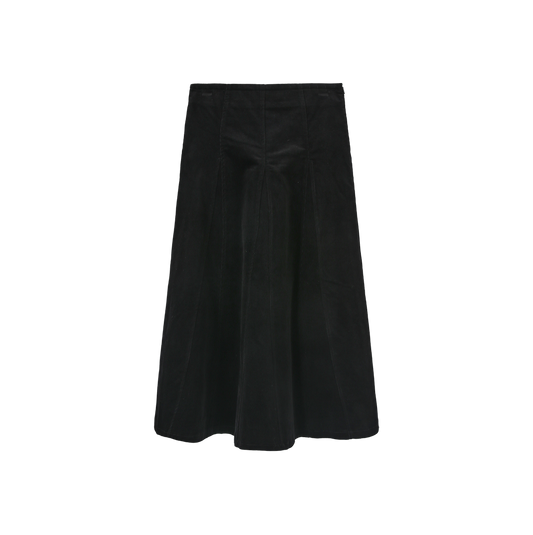 VIBE BLACK CORDUROY PANEL MIDI SKIRT