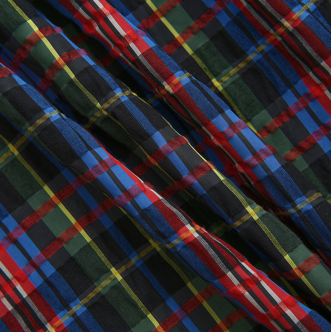 ONE CHILD RED PLAID SMOCK RUFFLE COLLAR DRESS