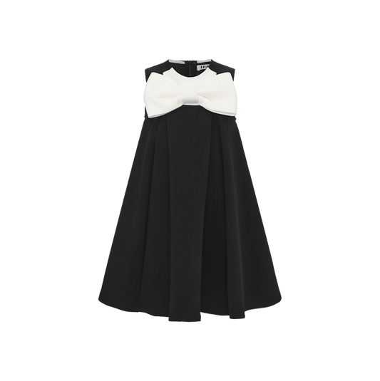 LILOU BLACK SCUBA OVERSIZE BOW JUMPER
