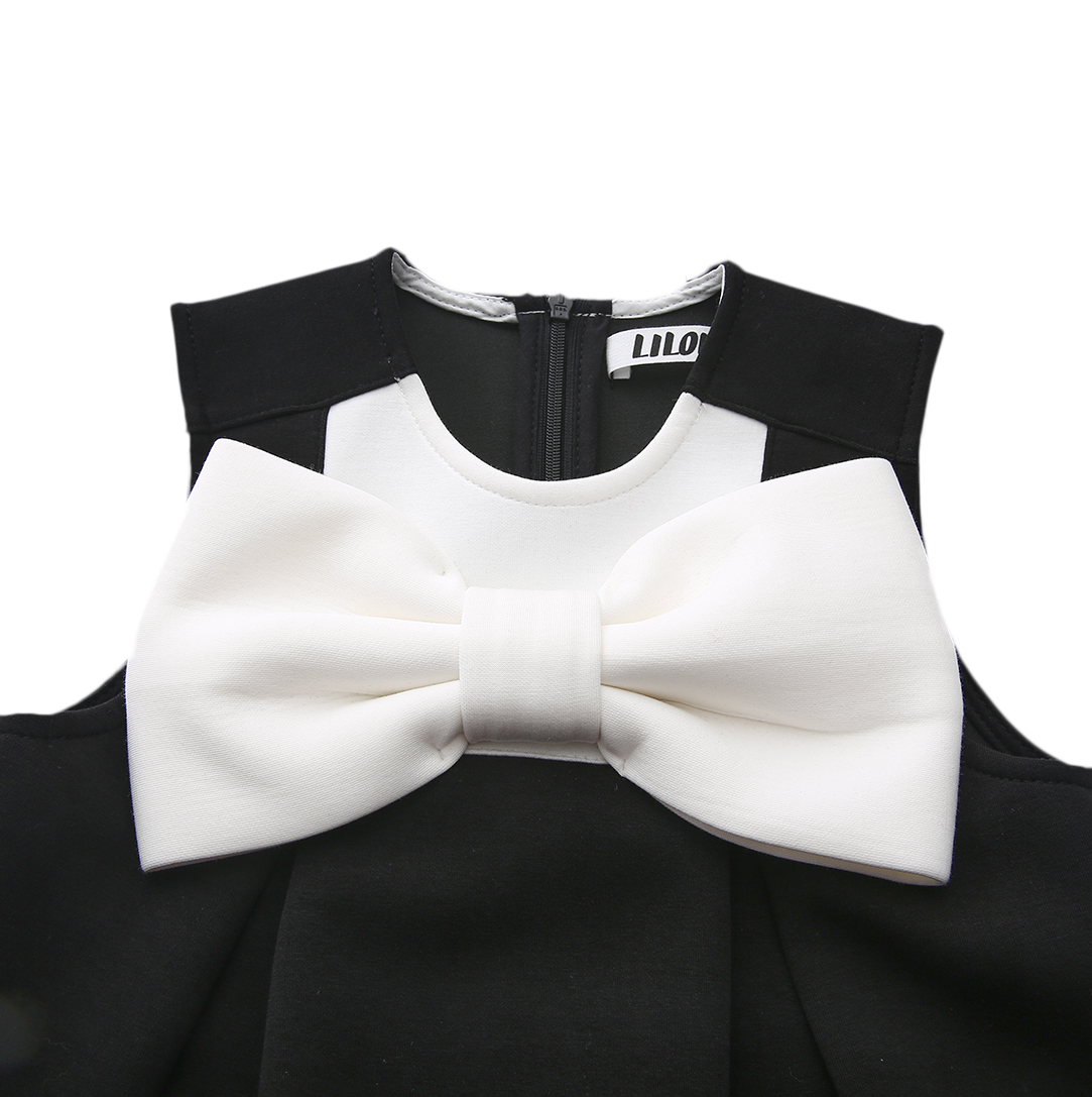 LILOU BLACK SCUBA OVERSIZE BOW JUMPER