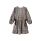 PAPILLON NAVY/BROWN CHECKED BOW WAIST DRESS
