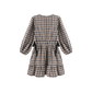 PAPILLON NAVY/BROWN CHECKED BOW WAIST DRESS