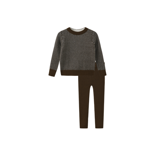 ONE CHILD OLIVE GREEN TEXTUR KNIT SWEATER SET