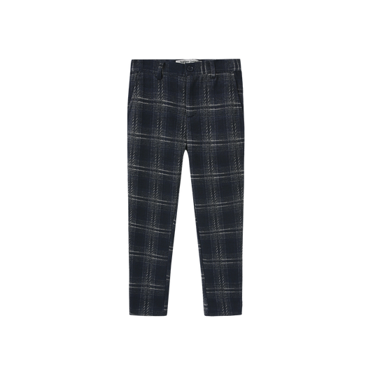 HARPER JAMES NAVY/GREY PLAID WOOL PANTS