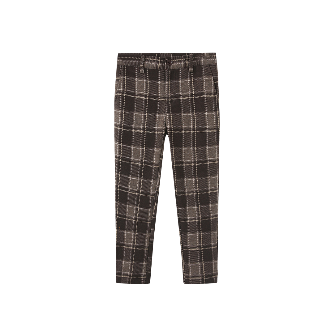 HARPER JAMES BROWN PLAID WOOL PANTS