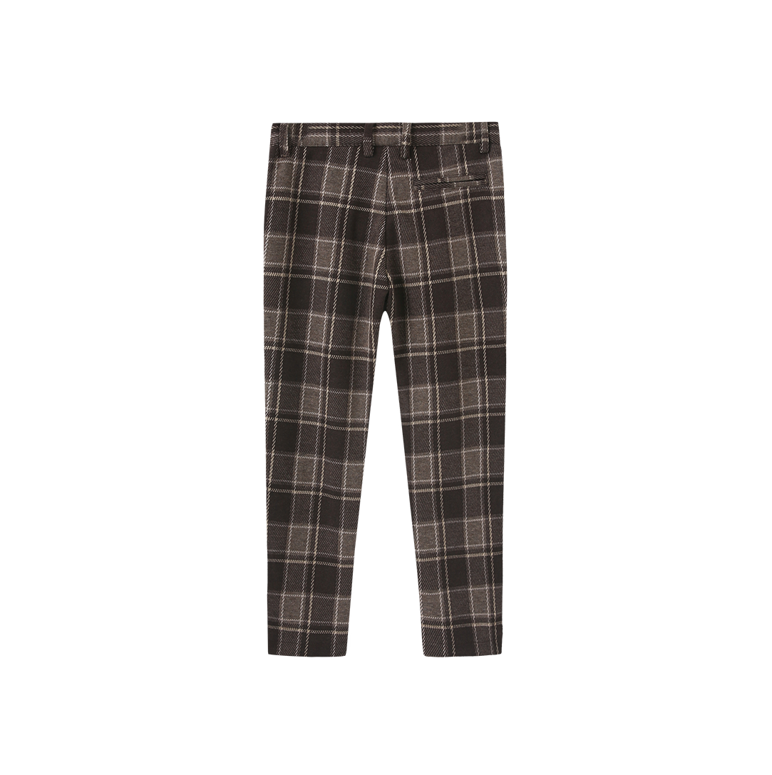 HARPER JAMES BROWN PLAID WOOL PANTS