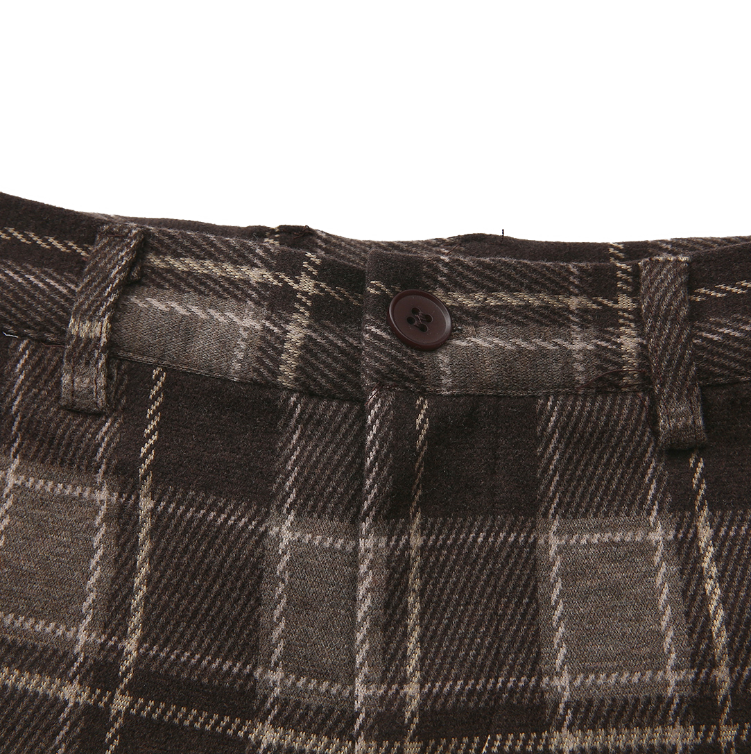 HARPER JAMES BROWN PLAID WOOL PANTS