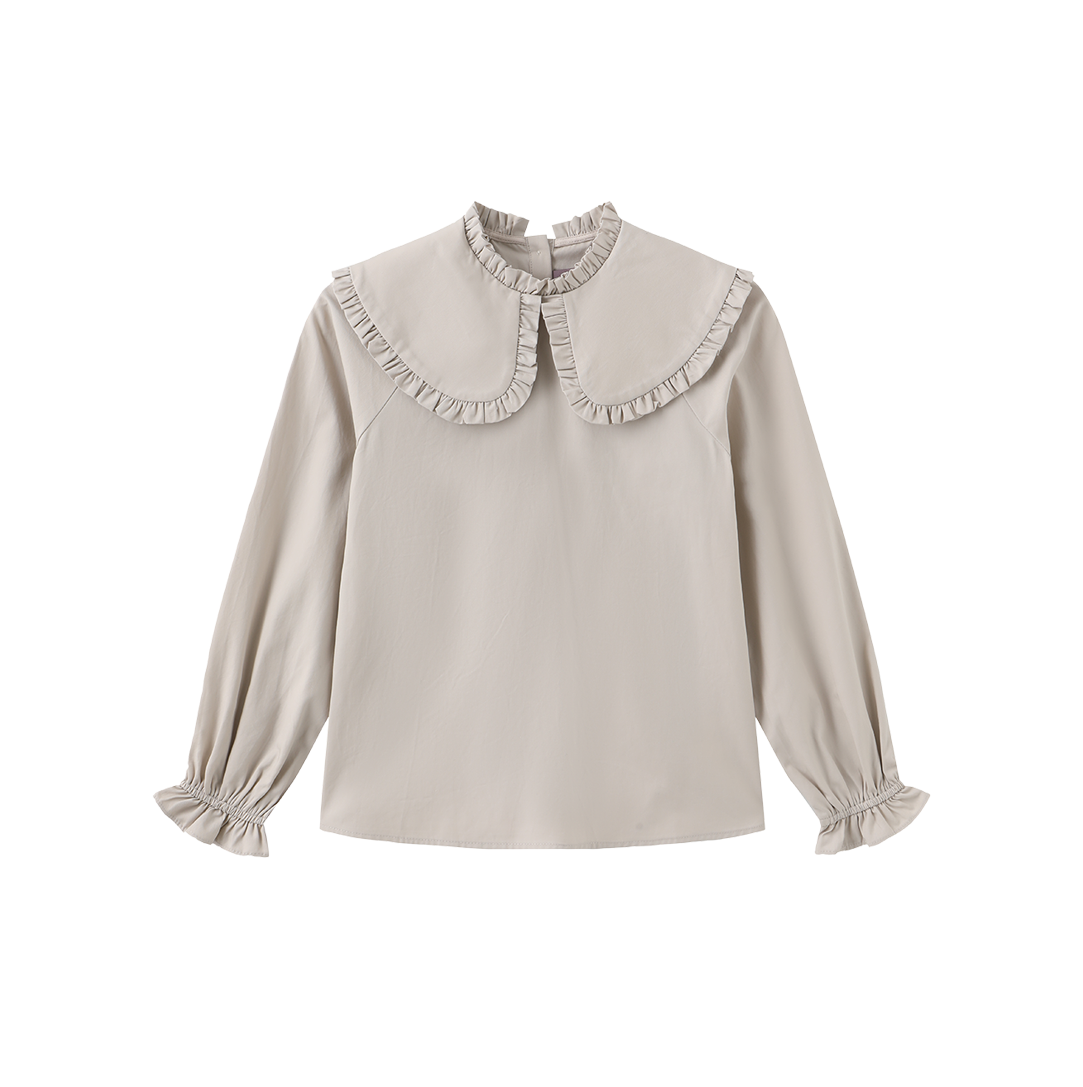 MALLORY AND MERLOT CREAM OVERSIZE COLLAR BLOUSE