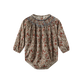ONE CHILD OLIVE/RUST FLORAL PRINT SMOCK ROMPER