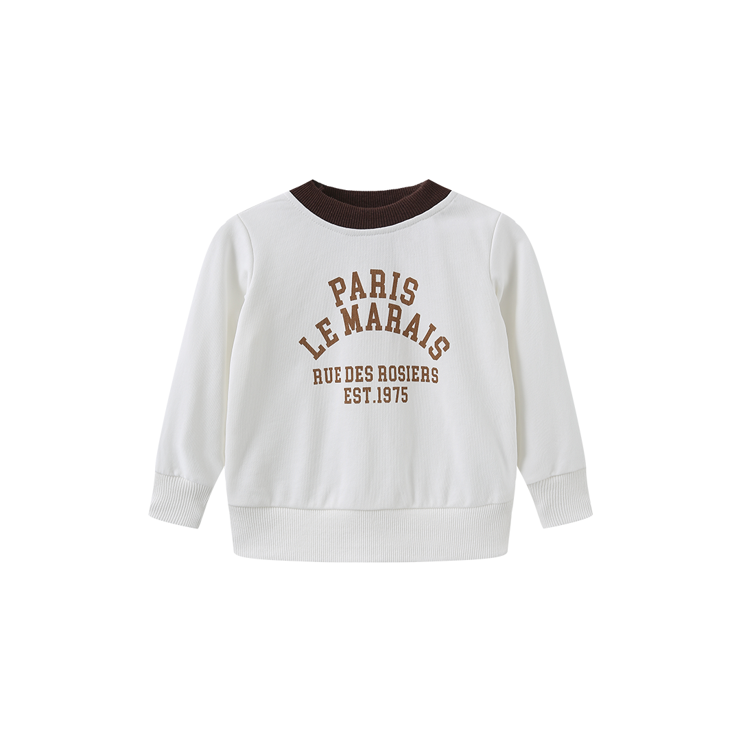 PHIL AND PHOEBE WHITE/BROWN WORDED SWEATSHIRT SET