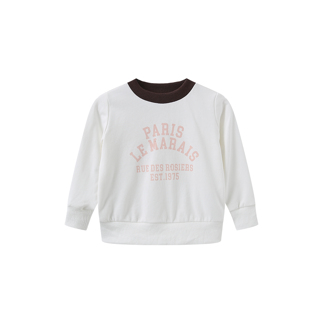 PHIL AND PHOEBE WHITE/PINK WORDED SWEATSHIRT SET
