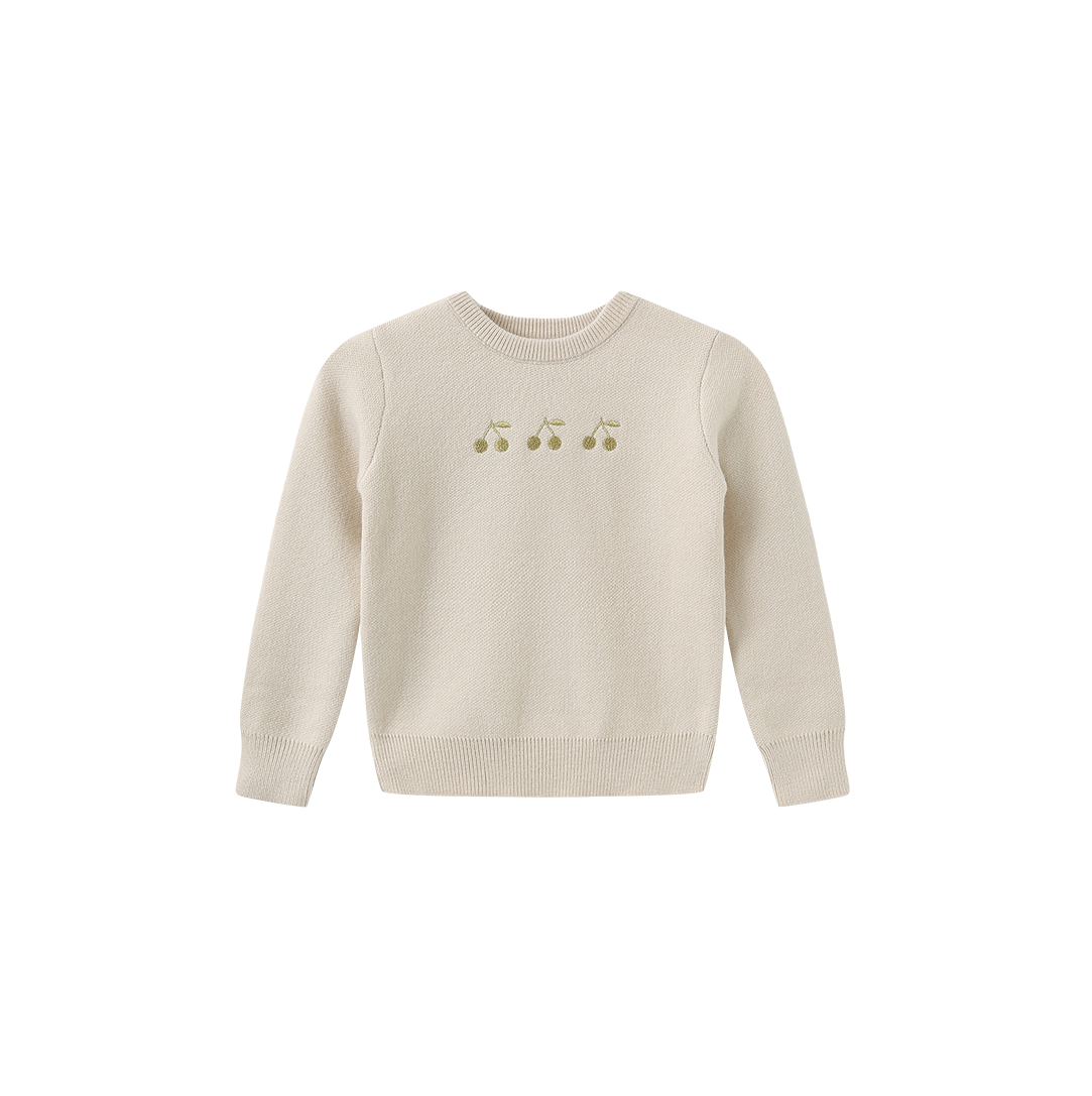 ONE CHILD CREAM CHERRY KNIT SWEATER SET