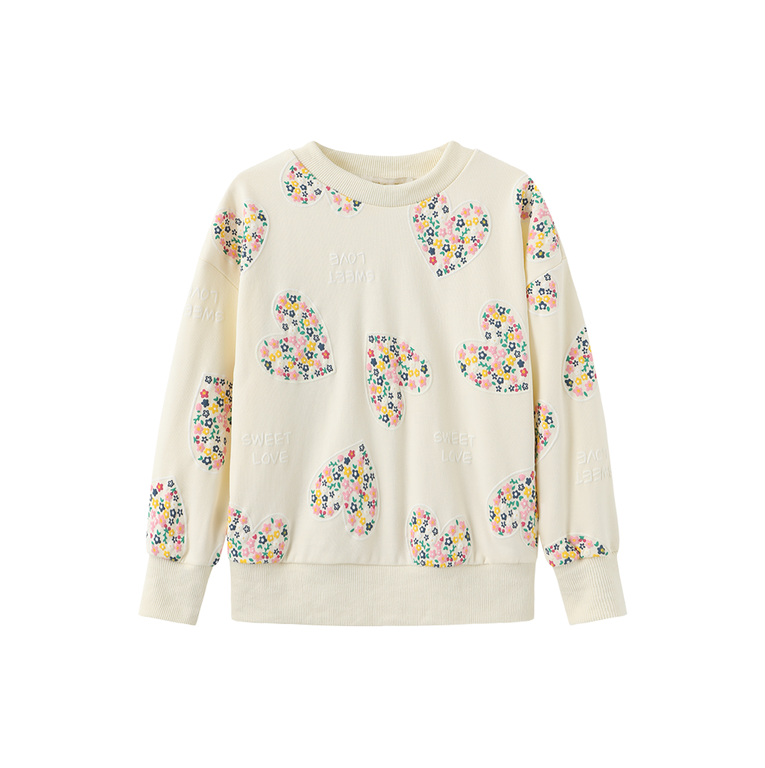 VALEN VEE CREAM LOVE HEART PRINT SWEATSHIRT