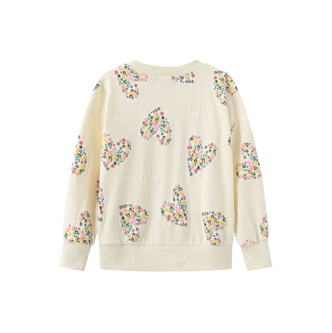 VALEN VEE CREAM LOVE HEART PRINT SWEATSHIRT
