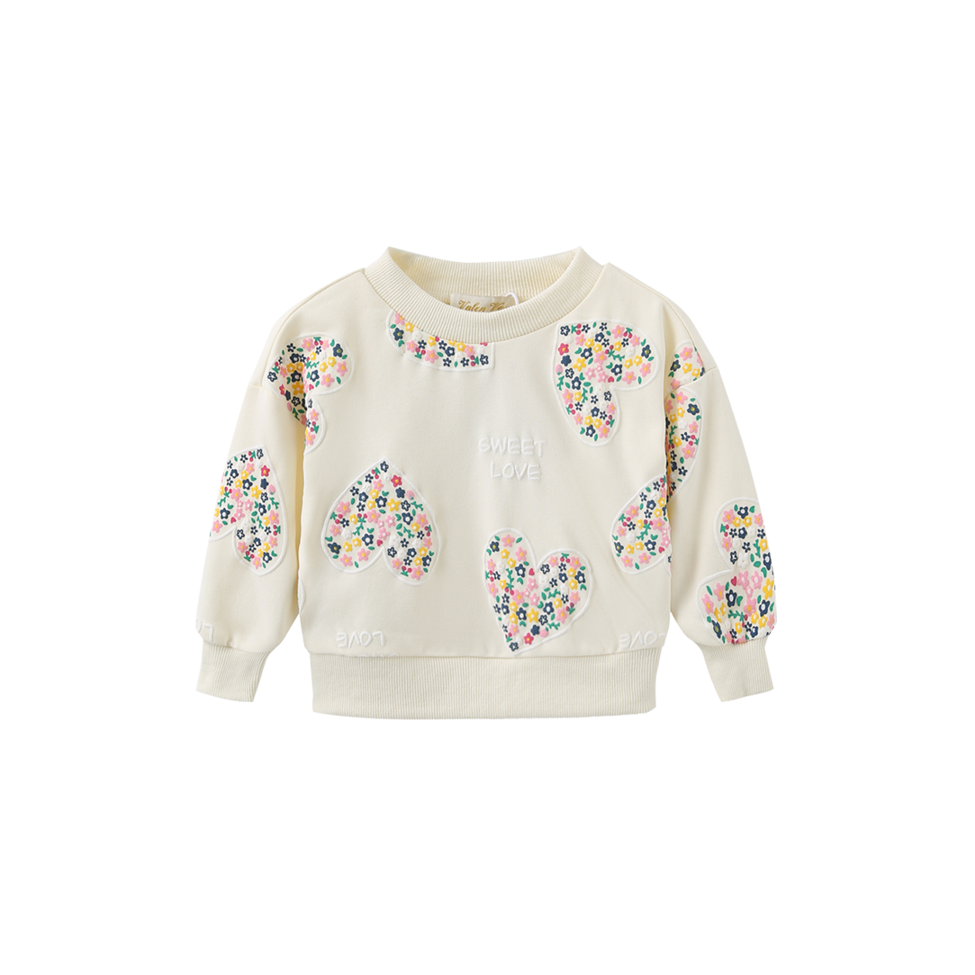 VALEN VEE CREAM LOVE HEART SWEASHIRT SET