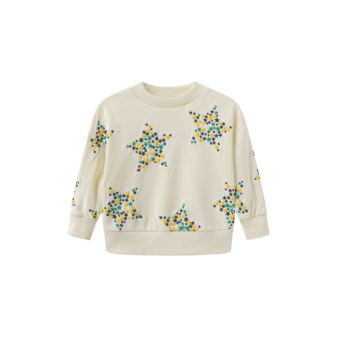VALEN VEE CREAM LOVE STAR PRINT SWEATSHIRT SET