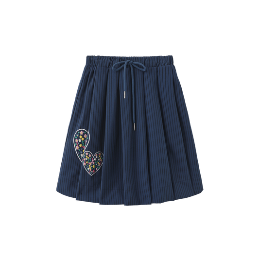 VALEN VEE BLUE LOVE HEART PLEATED SKIRT
