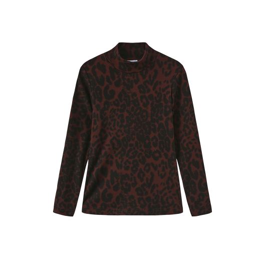 CREATIVE GENIUS BROWN LEOPARD PRINT TURTLENECK