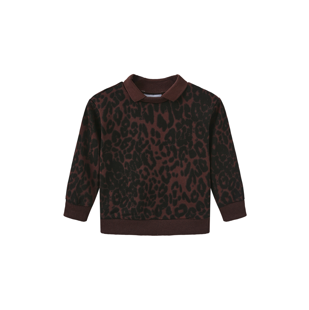 CREATIVE GENIUS BROWN LEOPARD PRINT SWEATSHIRT SET