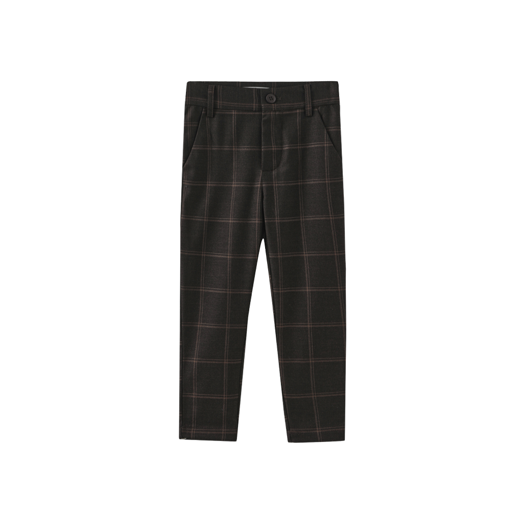 HARPER JAMES DARK BROWN PLAID PANTS