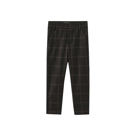 HARPER JAMES DARK BROWN PLAID PANTS