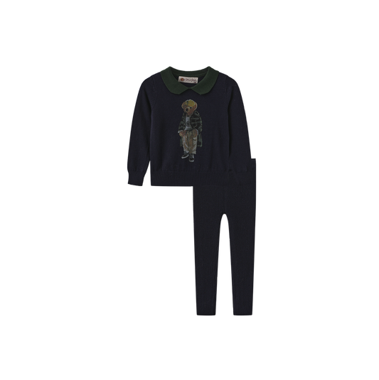 PHIL AND PHOEBE NAVY KNIT BEAR PATCH SET